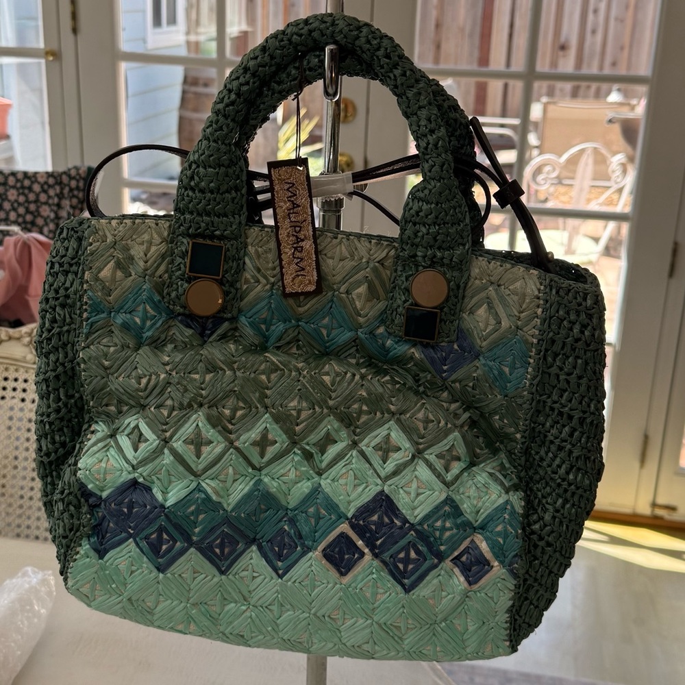 Maliparmi Green and Teal Woven Tote
